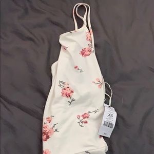 High Neck Cross-back Floral Dress